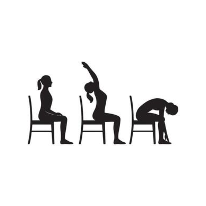 Silhouettes of seated chair exercises